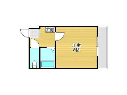 ウエストヒルズII(1K/4階)の間取り写真