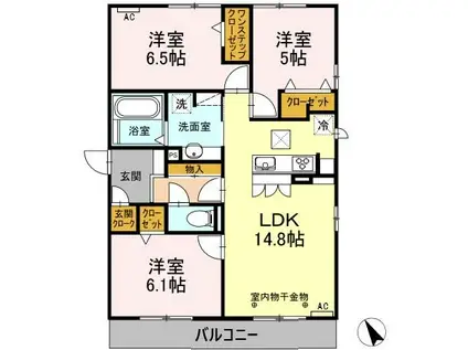 レジデンス ラシュレ II(3LDK/1階)の間取り写真