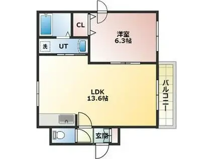 エストフォーレ16II(1LDK/4階)の間取り写真