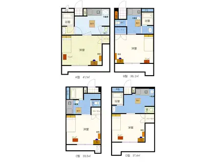 リバーサイド山陽1号館(1DK/7階)の間取り写真