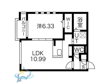 プレミアシティ札幌(1LDK/2階)の間取り写真