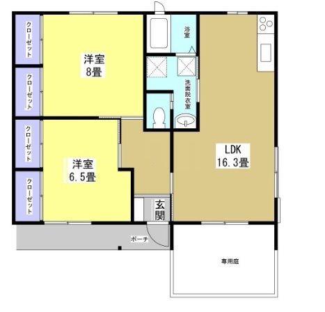 タウンハウスひとみ(2LDK/1階)の間取り写真