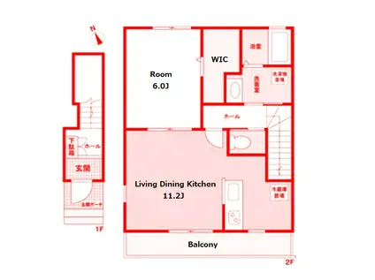 メゾンブランカ(1LDK/2階)の間取り写真