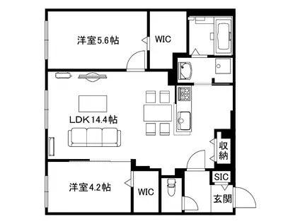 ブランシャールKI幌平橋(2LDK/1階)の間取り写真