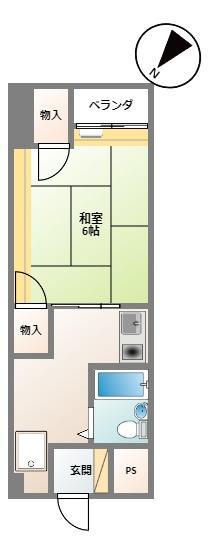 ビエラコート米子(1K/4階)の間取り写真