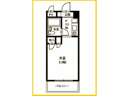 ベルデ中山(1K/3階)の間取り写真