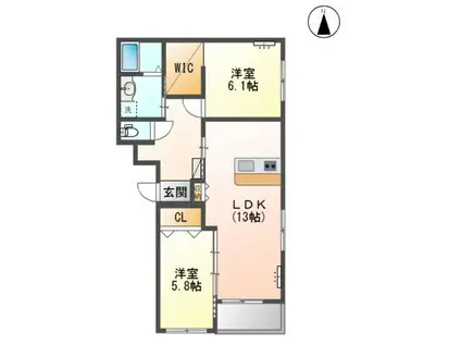 カーサ・グラン赤迫(2LDK/2階)の間取り写真