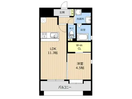 LIBTH熊本駅(1LDK/2階)の間取り写真