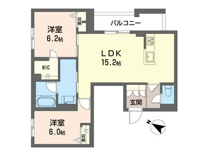 ジョイアスガード浦和美園(2LDK/2階)の間取り写真