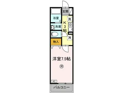 メゾンパークみずほ台(1K/2階)の間取り写真