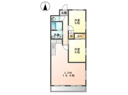 スプリングハイツ3(2LDK/1階)の間取り写真