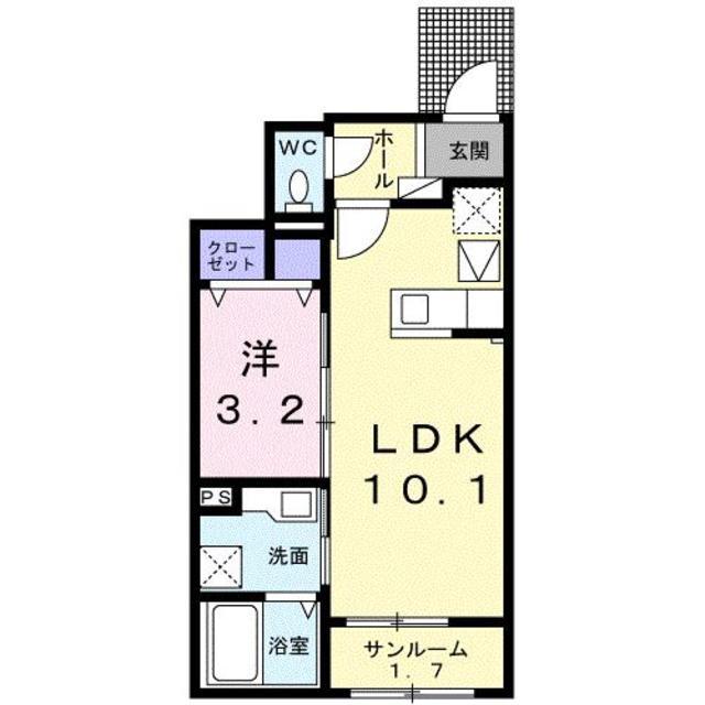 ブリック(1LDK/1階)の間取り写真