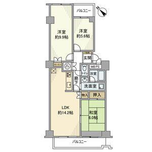 鎌倉グリーンマンション(3LDK/10階)の間取り写真