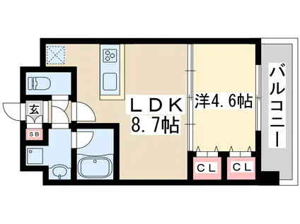 シティスパイア西中島(1LDK/5階)の間取り写真