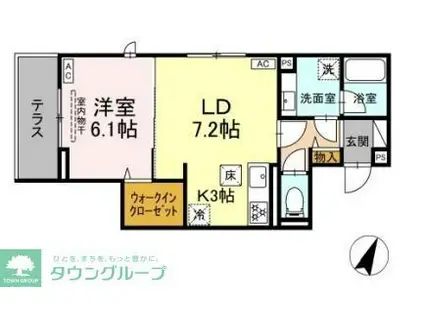 D PAINA 保土ケ谷(1LDK/1階)の間取り写真