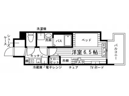 学生会館 ソレイユ塩釜口(1K/11階)の間取り写真