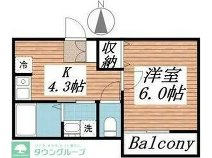 センターパーク北小金(1K/1階)の間取り写真