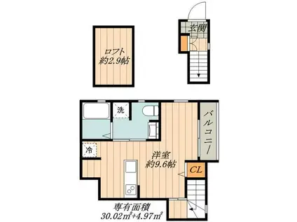 アリエッタM(ワンルーム/2階)の間取り写真