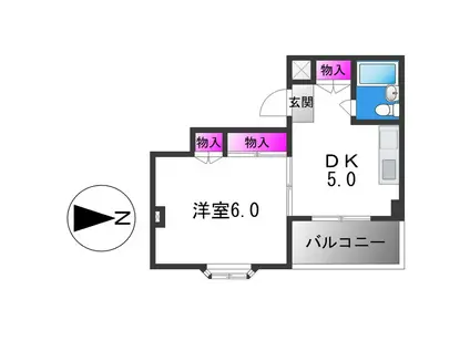 ロイヤル長吉(1DK/4階)の間取り写真