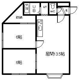 ハンドレッドヴィレッジC(2LDK/2階)の間取り写真