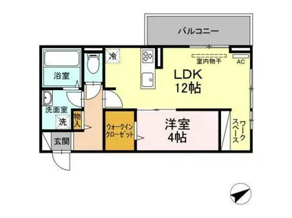 アップス安東D-III(1LDK/2階)の間取り写真