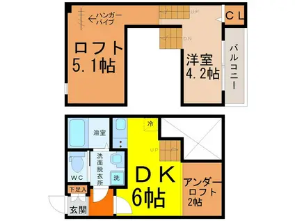 MAISON DOLCE(1DK/2階)の間取り写真