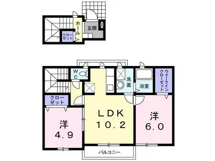 それいゆⅢ(2LDK/2階)の間取り写真