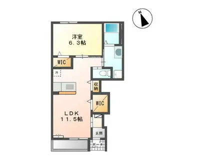 ドリームハウス(1LDK/1階)の間取り写真