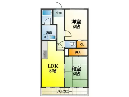 グリーンヒル寺ヶ池(2LDK/2階)の間取り写真