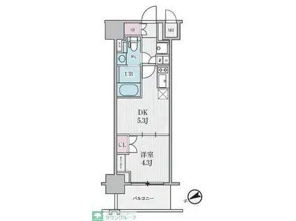 テラス浅草橋(1DK/8階)の間取り写真