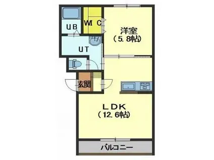エテルノ美原(1LDK/2階)の間取り写真