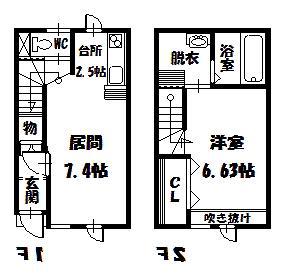 ウエスト ESPACE(1LDK/1階)の間取り写真