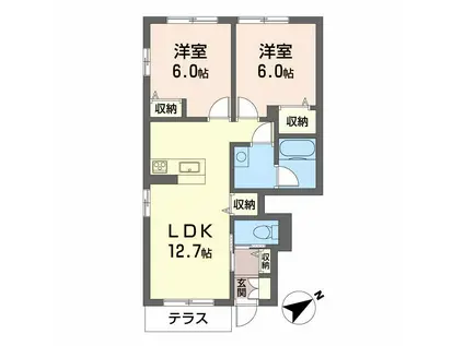シャーメゾン西須賀(2LDK/1階)の間取り写真