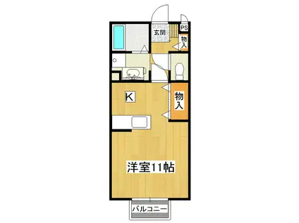 セジュール・パインB(ワンルーム/2階)の間取り写真