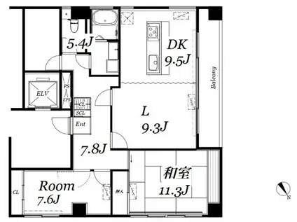 八丁堀共同ビル(2LDK/7階)の間取り写真