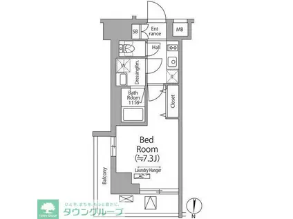 グラシアプレイス大森町(1K/4階)の間取り写真