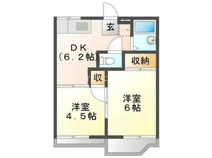 サニーハイツ(2DK/2階)の間取り写真