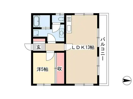 シャトー上社(1LDK/4階)の間取り写真