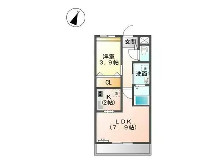 グランヴェルデ雅(1LDK/2階)の間取り写真