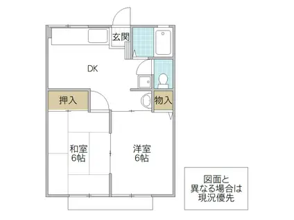 シティハイムグリーン A棟(2DK/2階)の間取り写真