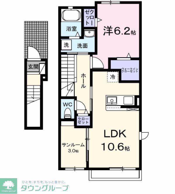 カーサ アバンツァート(1LDK/2階)の間取り写真