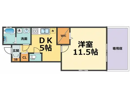 ピュアコート甲子園(1DK/1階)の間取り写真