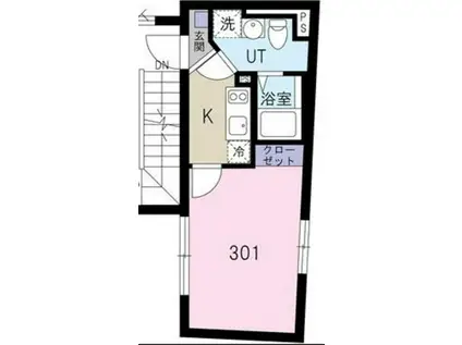 ラリュール不動前(1K/4階)の間取り写真