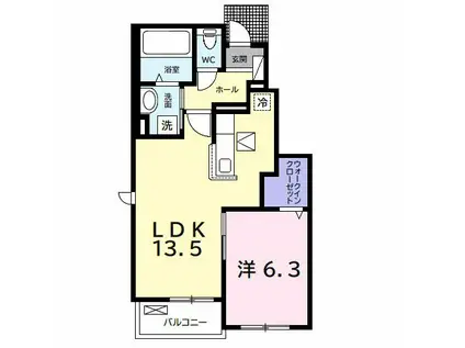 サンヴェール 蔵波 13(1LDK/1階)の間取り写真
