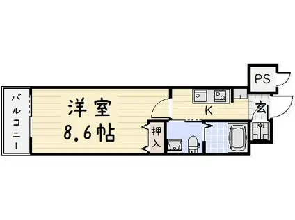 NO.65クロッシングタワーORIENT.BLD(1K/4階)の間取り写真