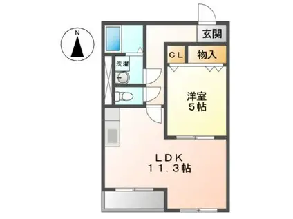 ハートフルマンション ルージュ(1LDK/3階)の間取り写真