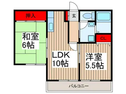 メゾン戸張(2LDK/1階)の間取り写真