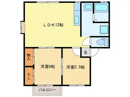 シティーハイムアーバンハイツ(2LDK/2階)の間取り写真