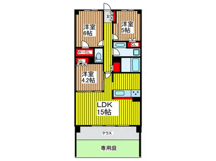 SHINTO CITY H棟(3LDK/1階)の間取り写真