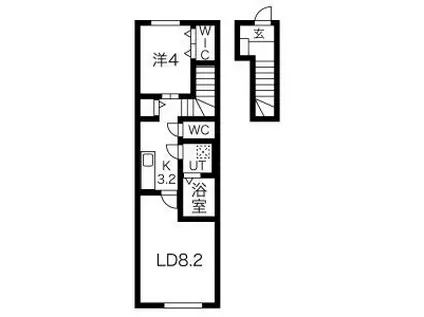 ＪＲ東北本線 北上駅 徒歩43分 2階建 築4年(1LDK/2階)の間取り写真
